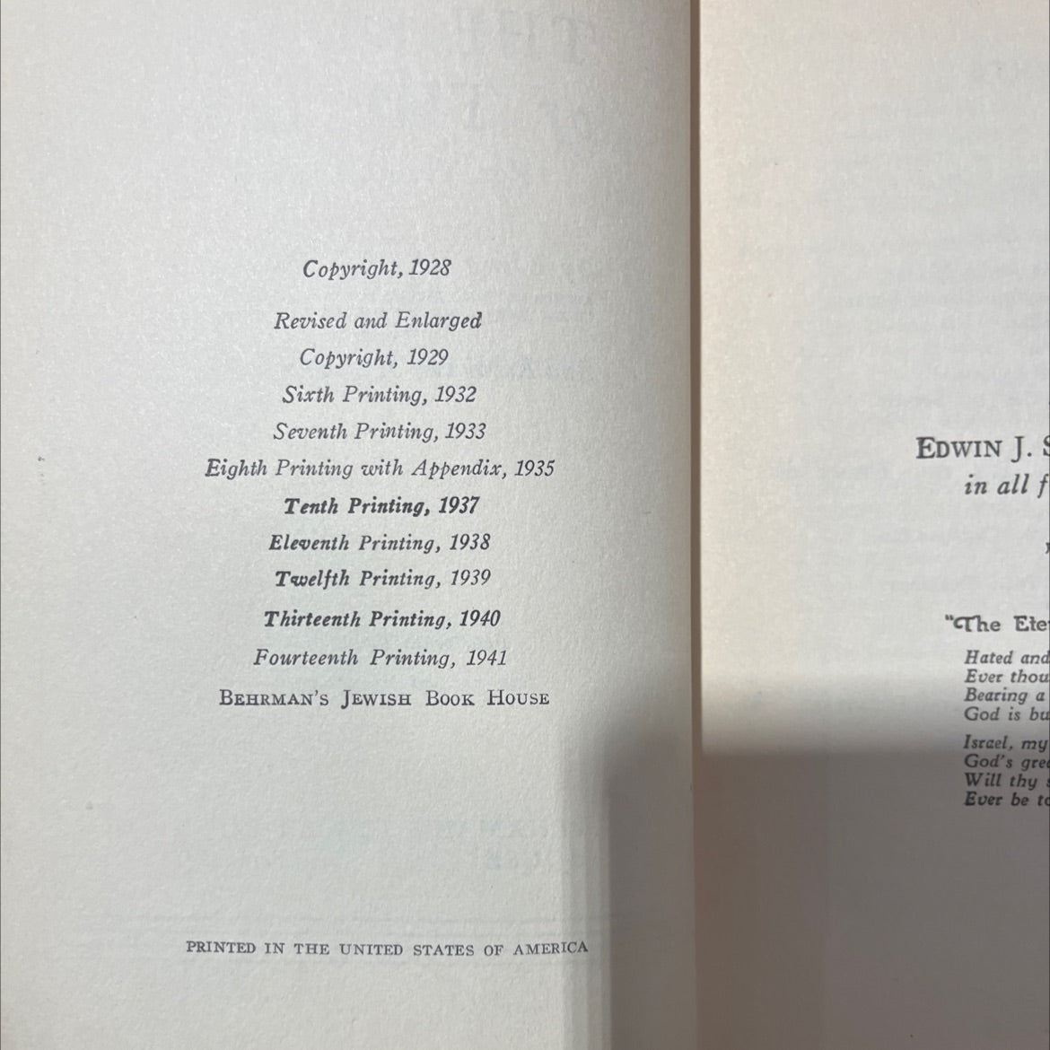 the story of the jew for young people book, by Elma Ehrlich Levinger, Rabbi Lee J. Levinger, 1941 Hardcover image 3