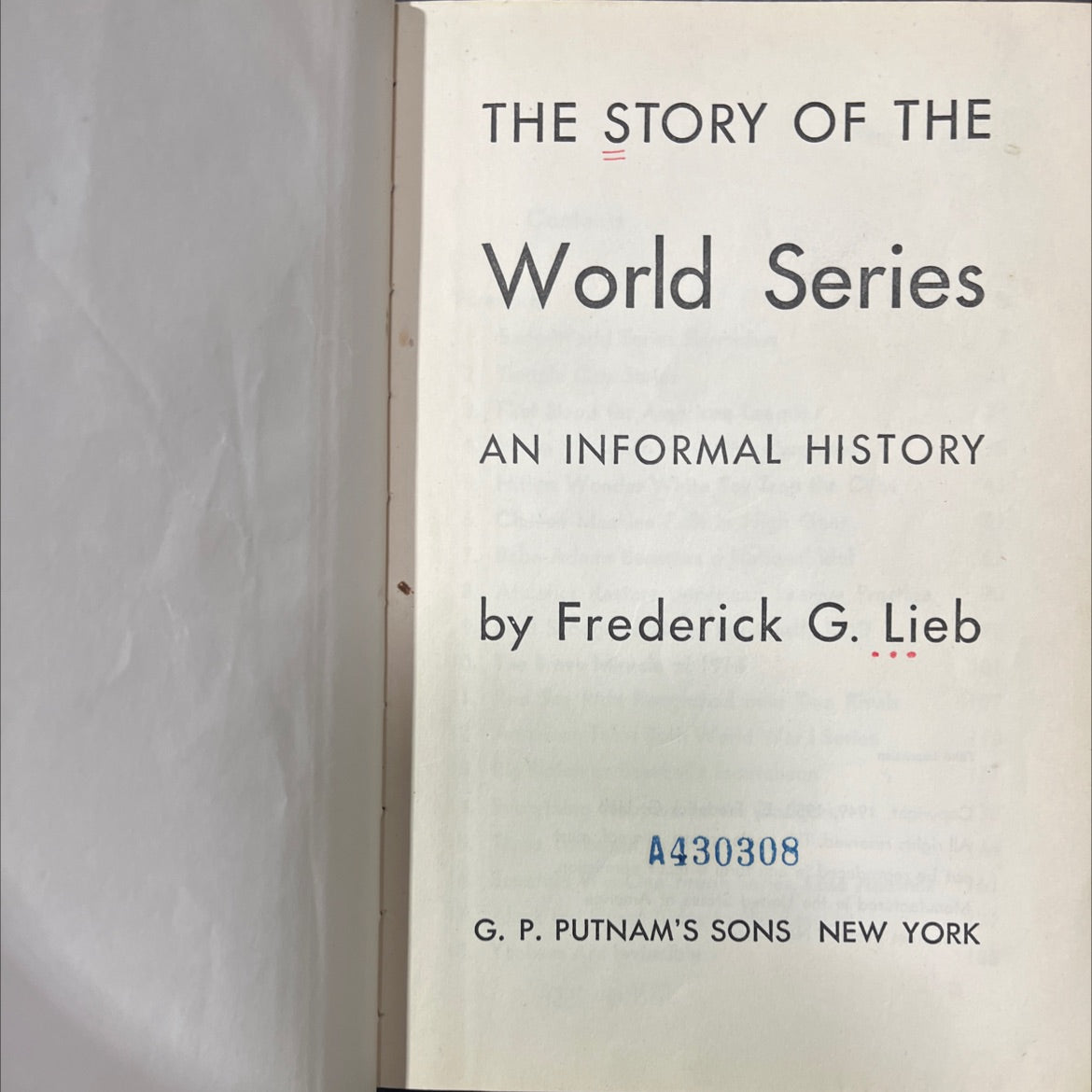 the story of the world series an informal history book, by Frederick G. Lieb, 1956 Hardcover image 2