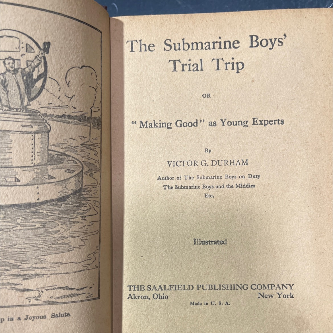 the submarine boys' trial trip or \"making good\" as young experts book, by victor g. durham, 1909 Hardcover image 2