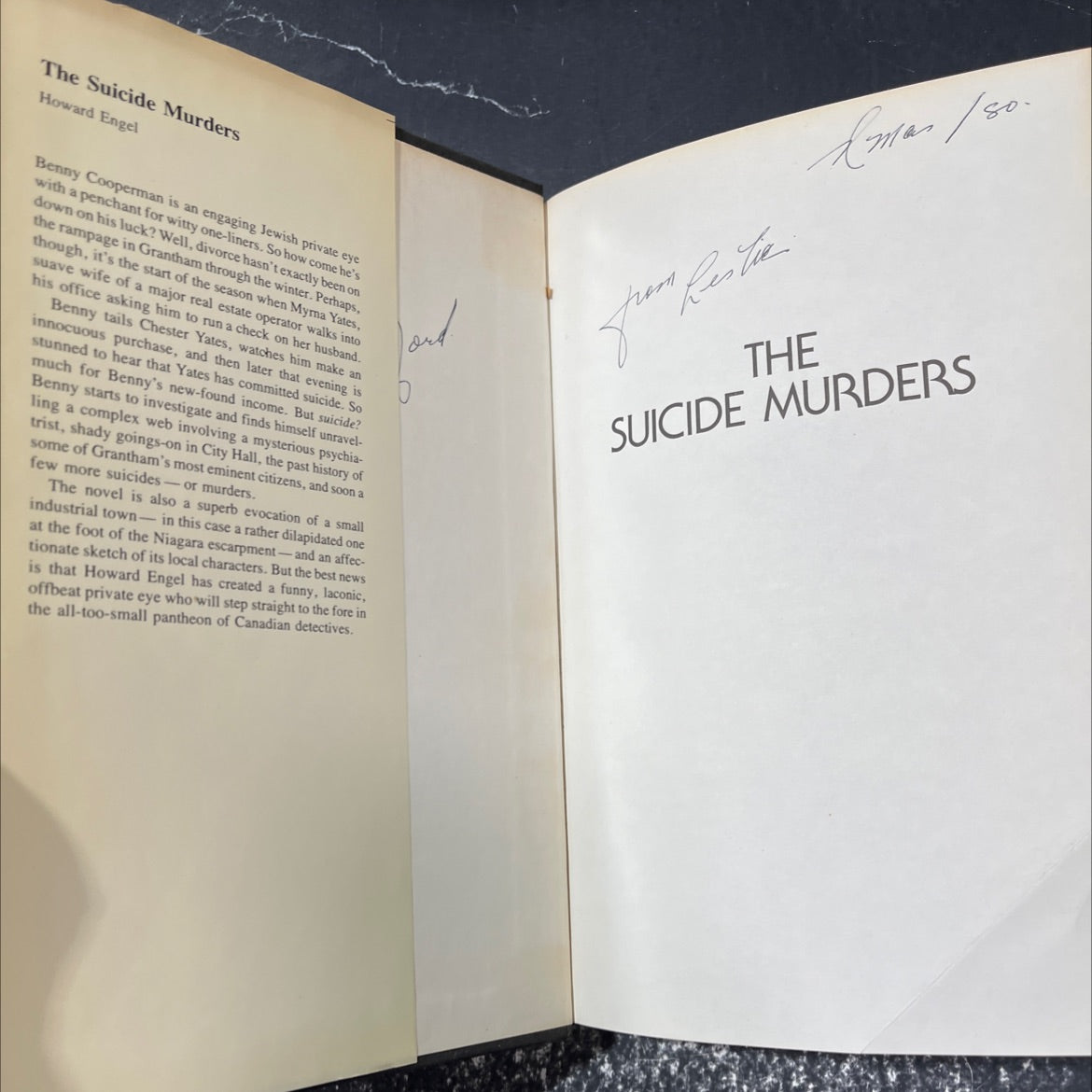 SIGNED the suicide murders book, by howard engel, 1980 Hardcover, First Edition, Vintage image 4