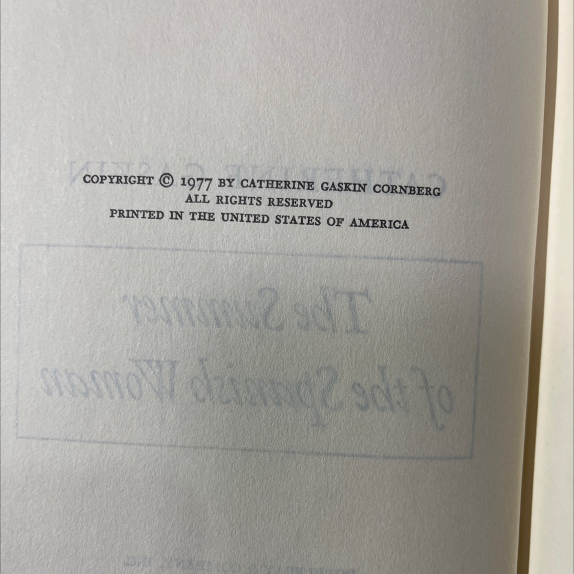 the summer of the spanish woman book, by catherine gaskin, 1977 Hardcover image 3