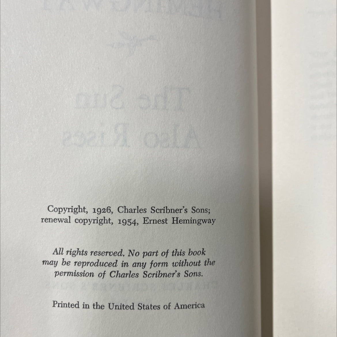 the sun also rises book, by ernest hemingway, 1954 Hardcover image 3