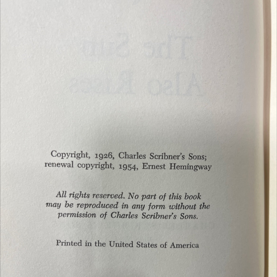 the sun also rises book, by ernest hemingway, 1954 Hardcover image 3