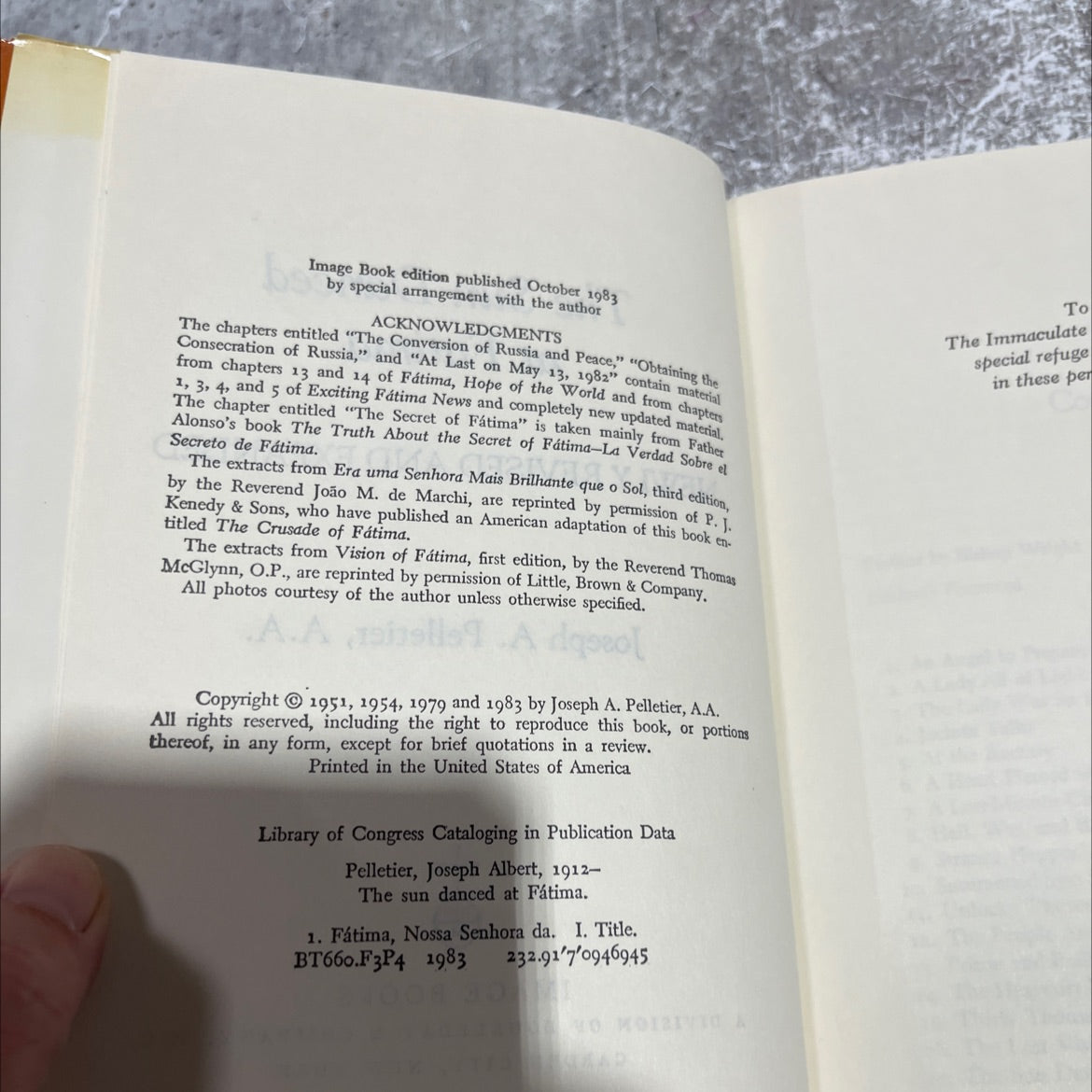 the sun danced at fatima book, by joseph a. pelletier, a.a., 1983 Hardcover image 3