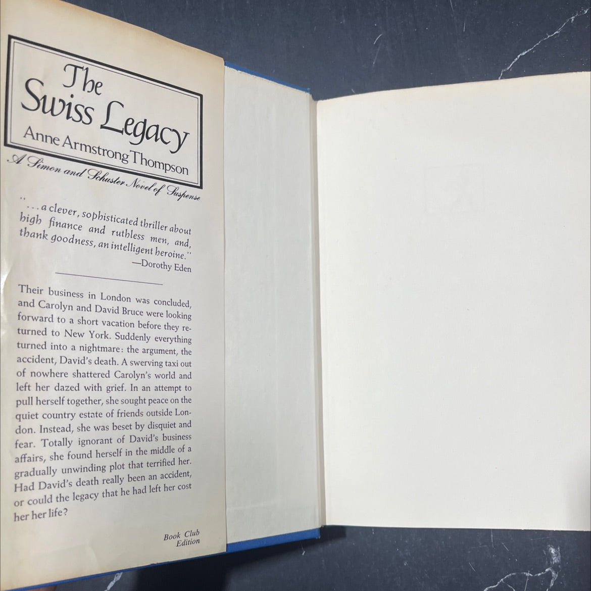 the swiss legacy book, by Anne Armstrong Thompson, 1970 Hardcover image 3