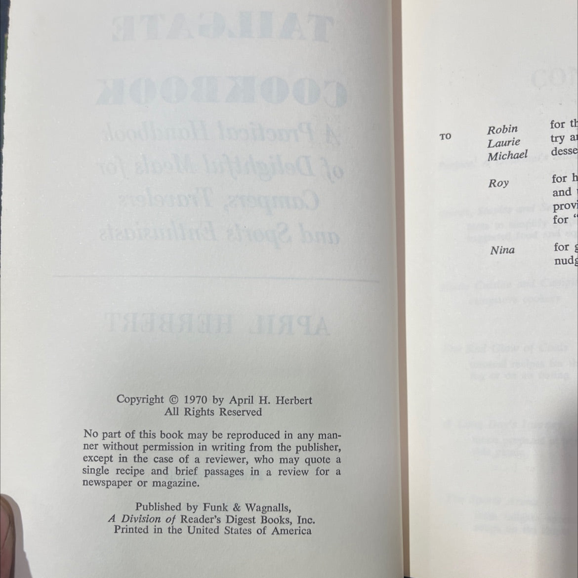 the tailgate cookbook book, by april h. herbert, 1970 Hardcover image 3