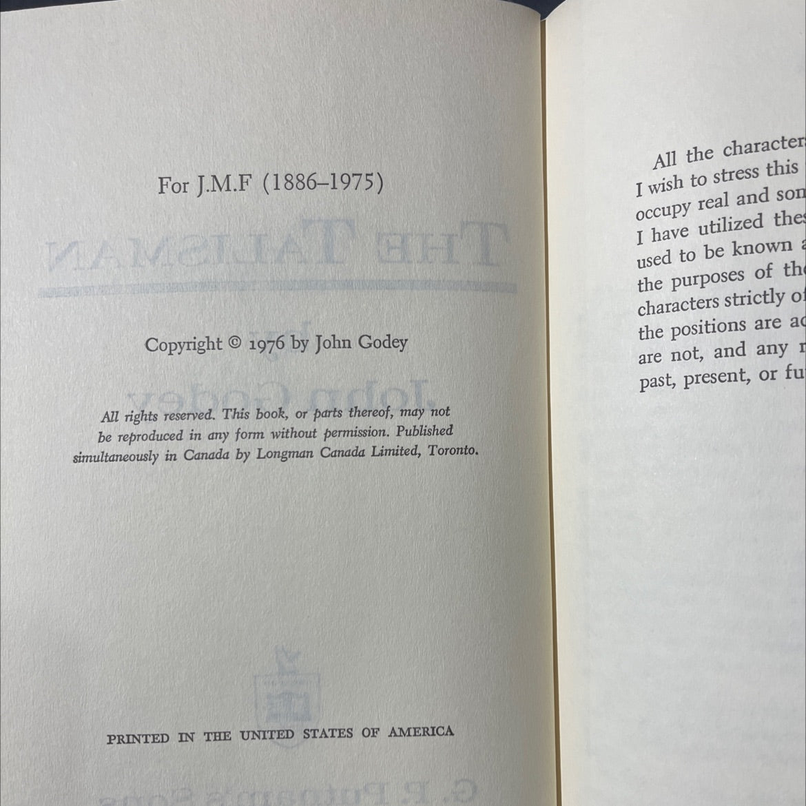the talisman book, by John Godey, 1976 Hardcover image 3