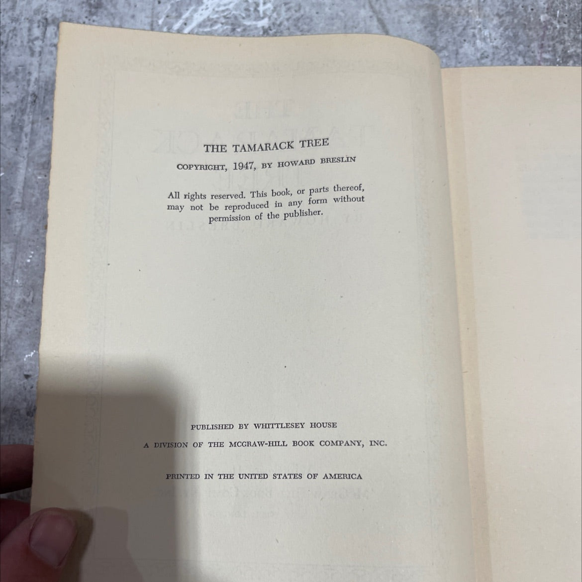 the tamarack tree book, by howard breslin, 1947 Hardcover image 3
