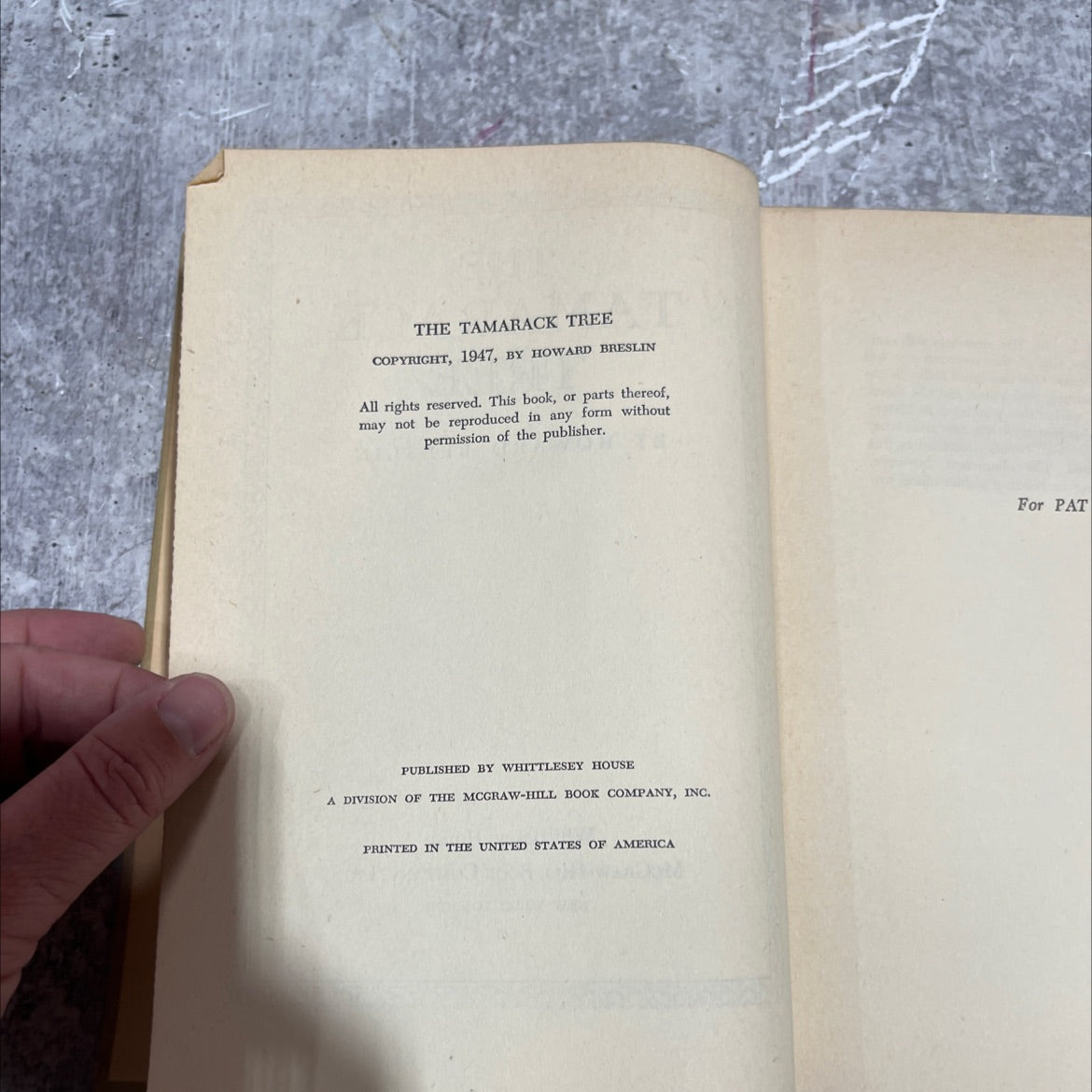 the tamarack tree book, by howard breslin, 1947 Hardcover image 3