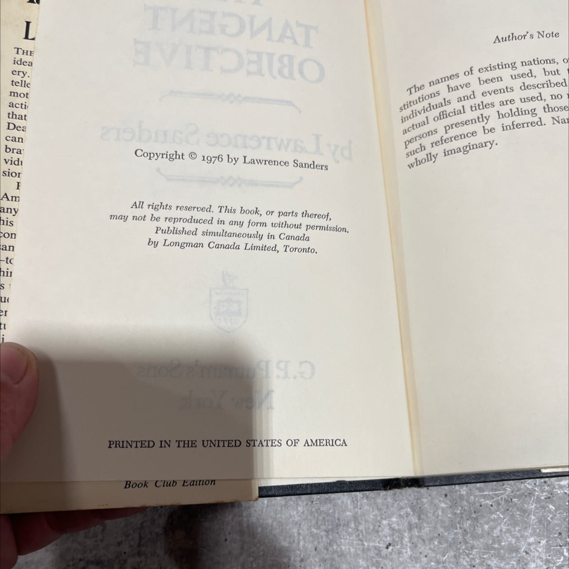 the tangent objective book, by lawrence sanders, 1976 Hardcover image 3