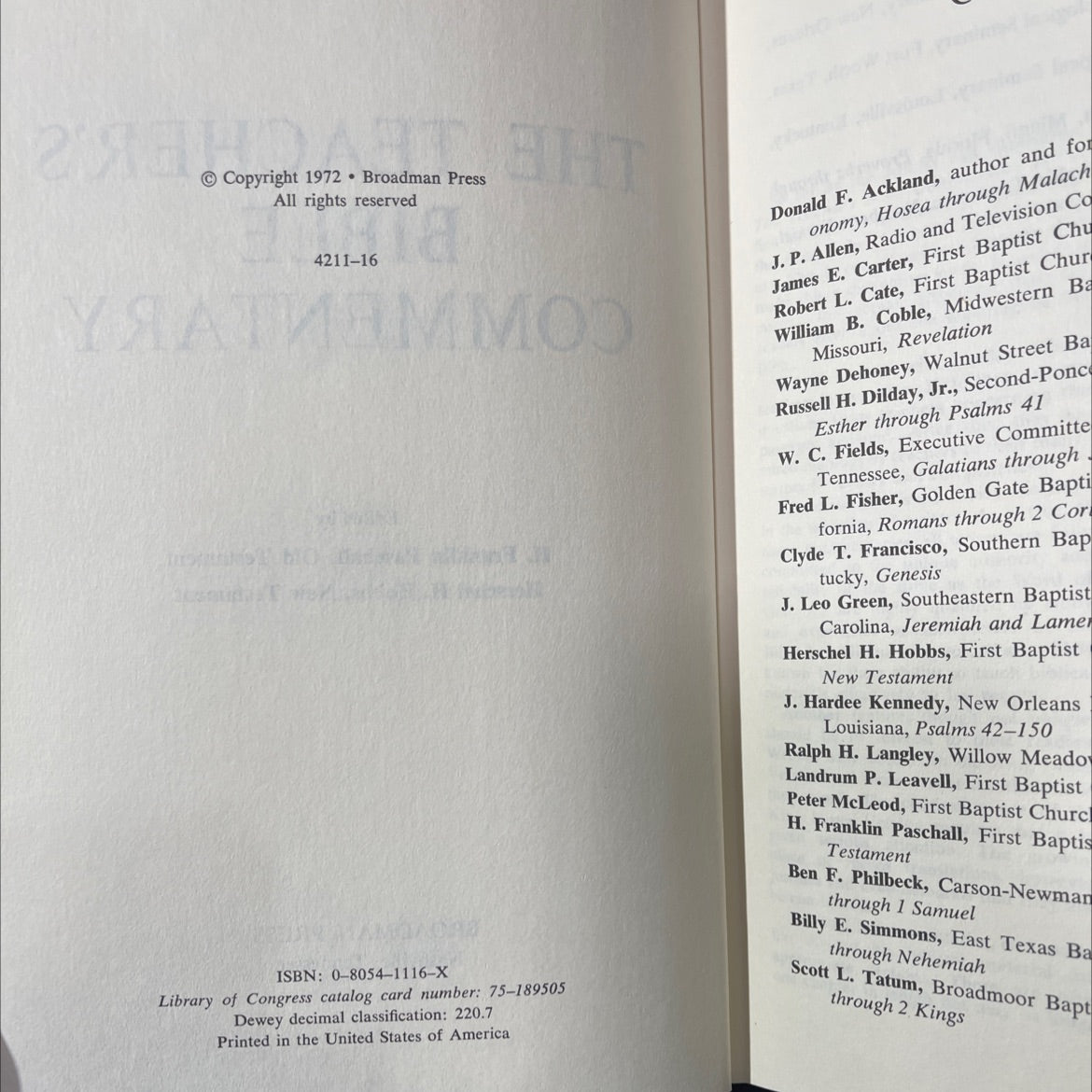 the teacher's bible commentary book, by H. Franklin Paschall, 1972 Hardcover image 3