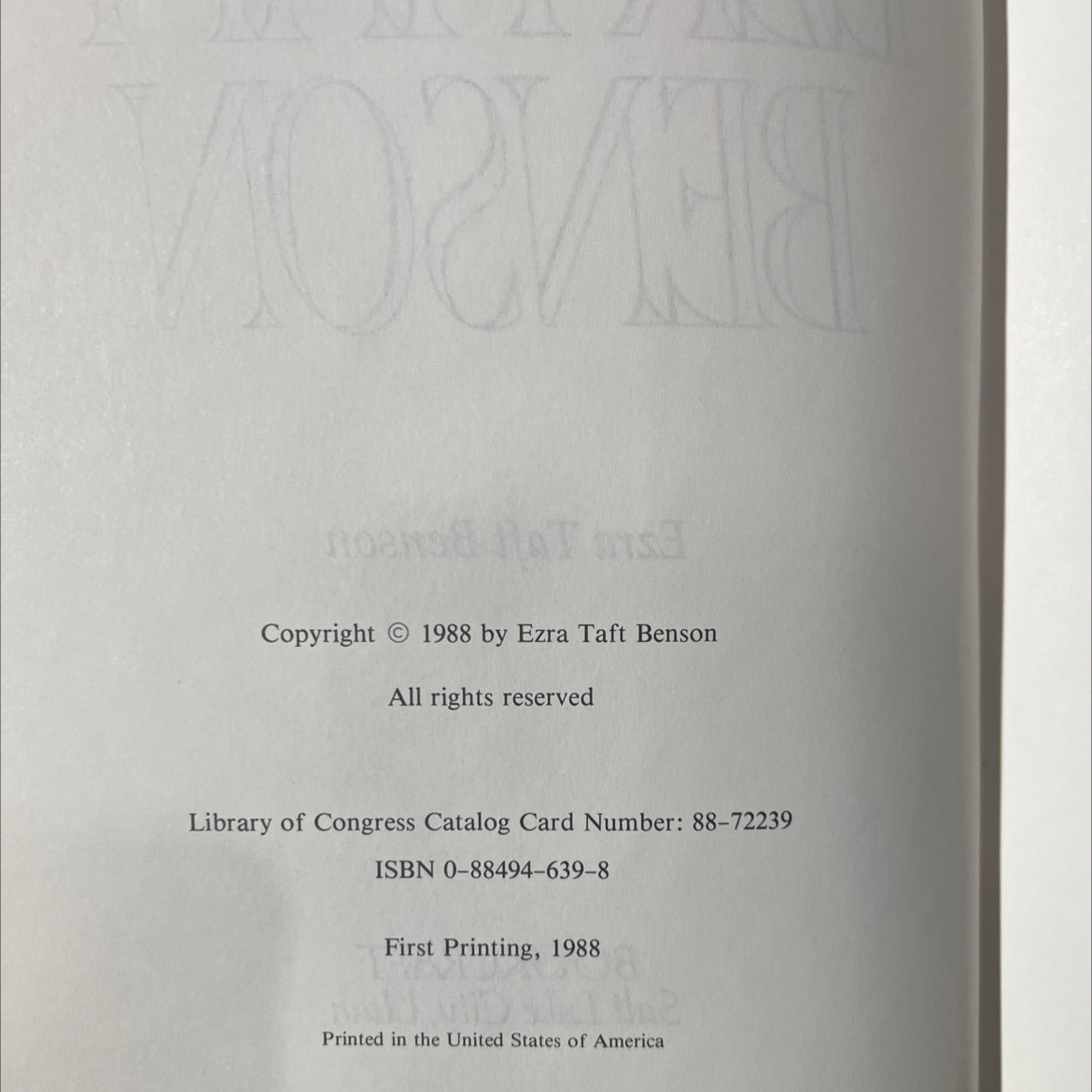 the teachings of ezra taft benson book, by Ezra Taft Benson, 1988 Hardcover image 3