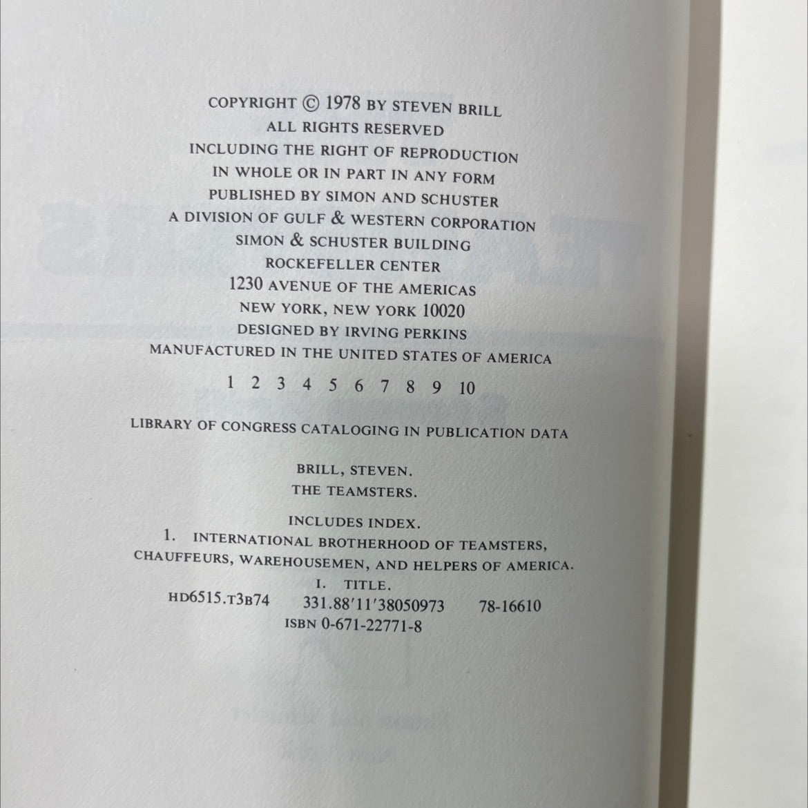 the teamsters book, by steven brill, 1978 Hardcover image 3