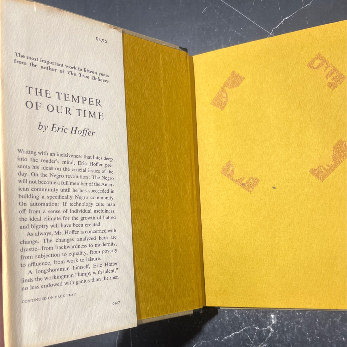 the temper of our time book, by eric hoffer, 1967 Hardcover image 4