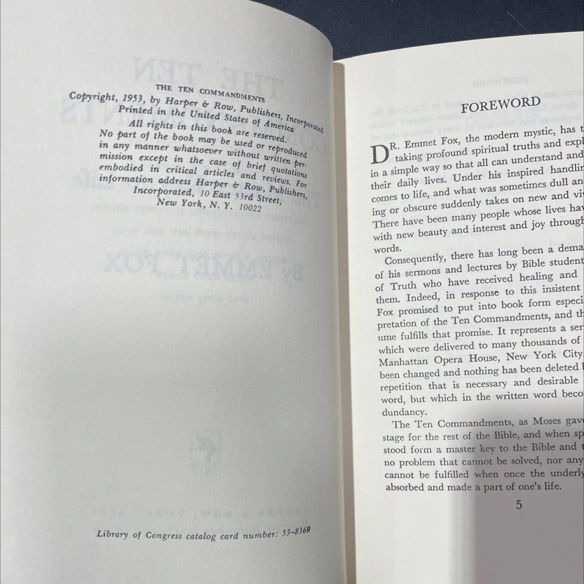 the ten commandments the master key to life book, by emmet fox, 1953 Hardcover image 3