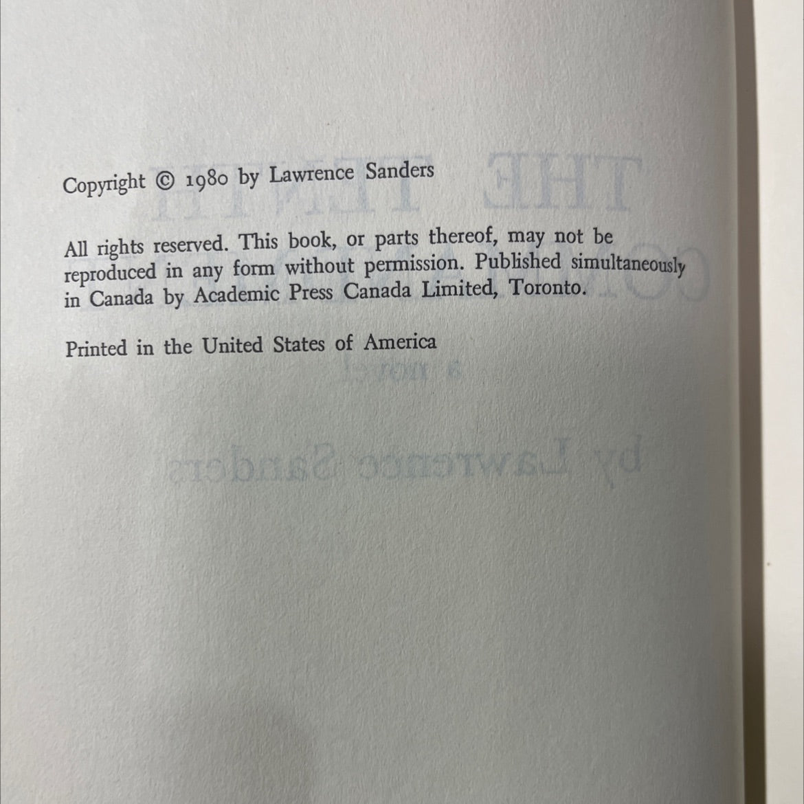 the tenth commandment book, by lawrence sanders, 1980 Hardcover image 3