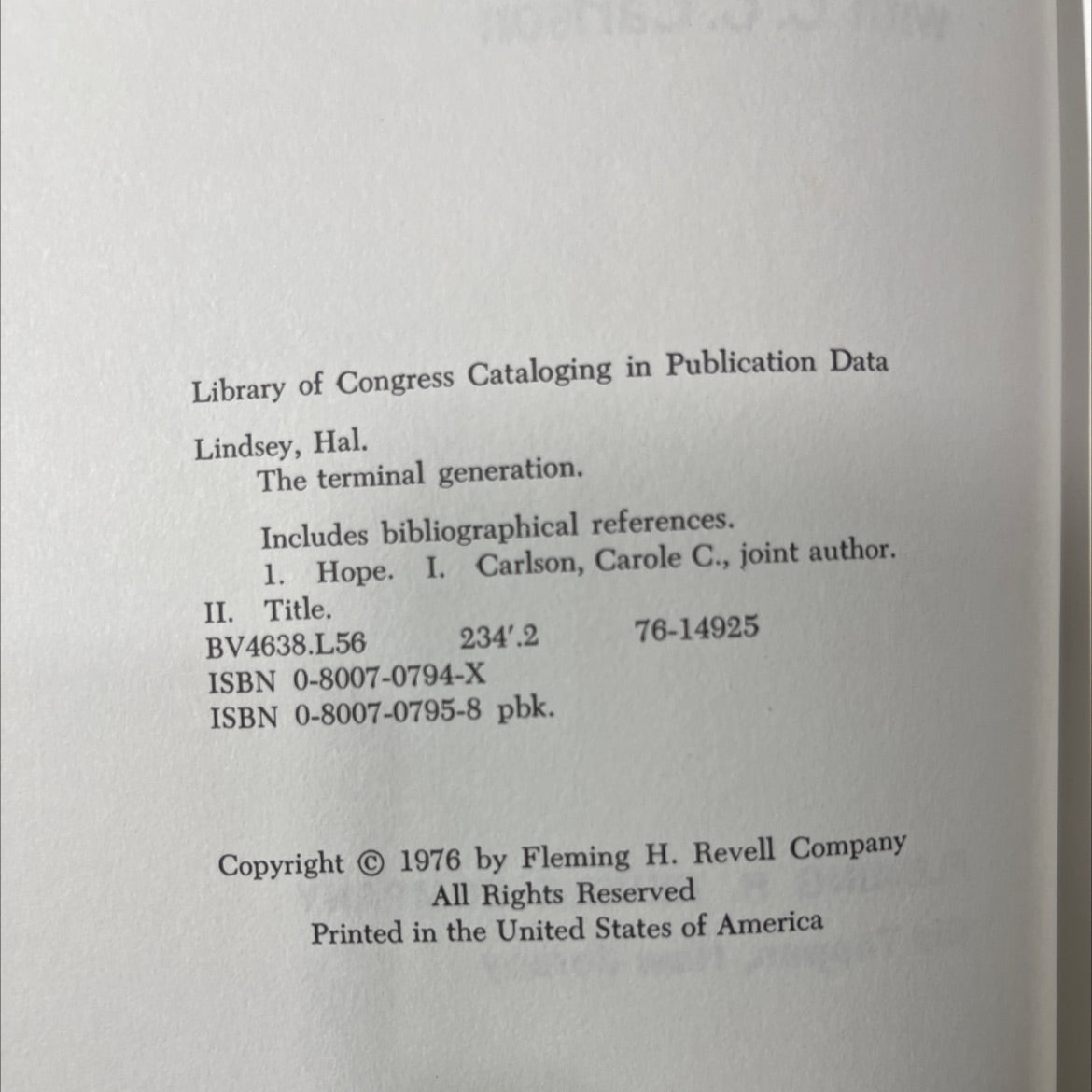 the terminal generation book, by Hal Lindsey, 1976 Hardcover image 3