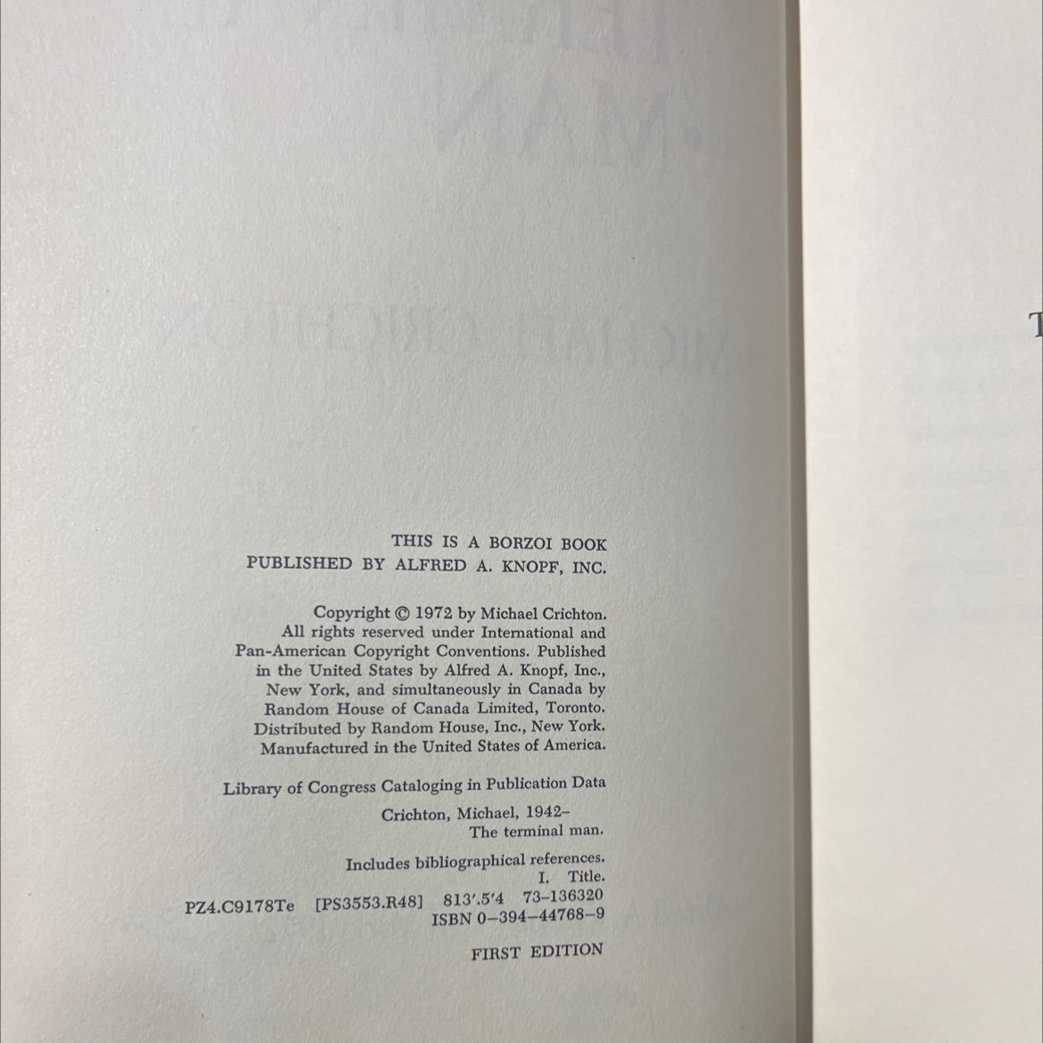 the terminal man book, by michael crichton, 1972 Hardcover image 3