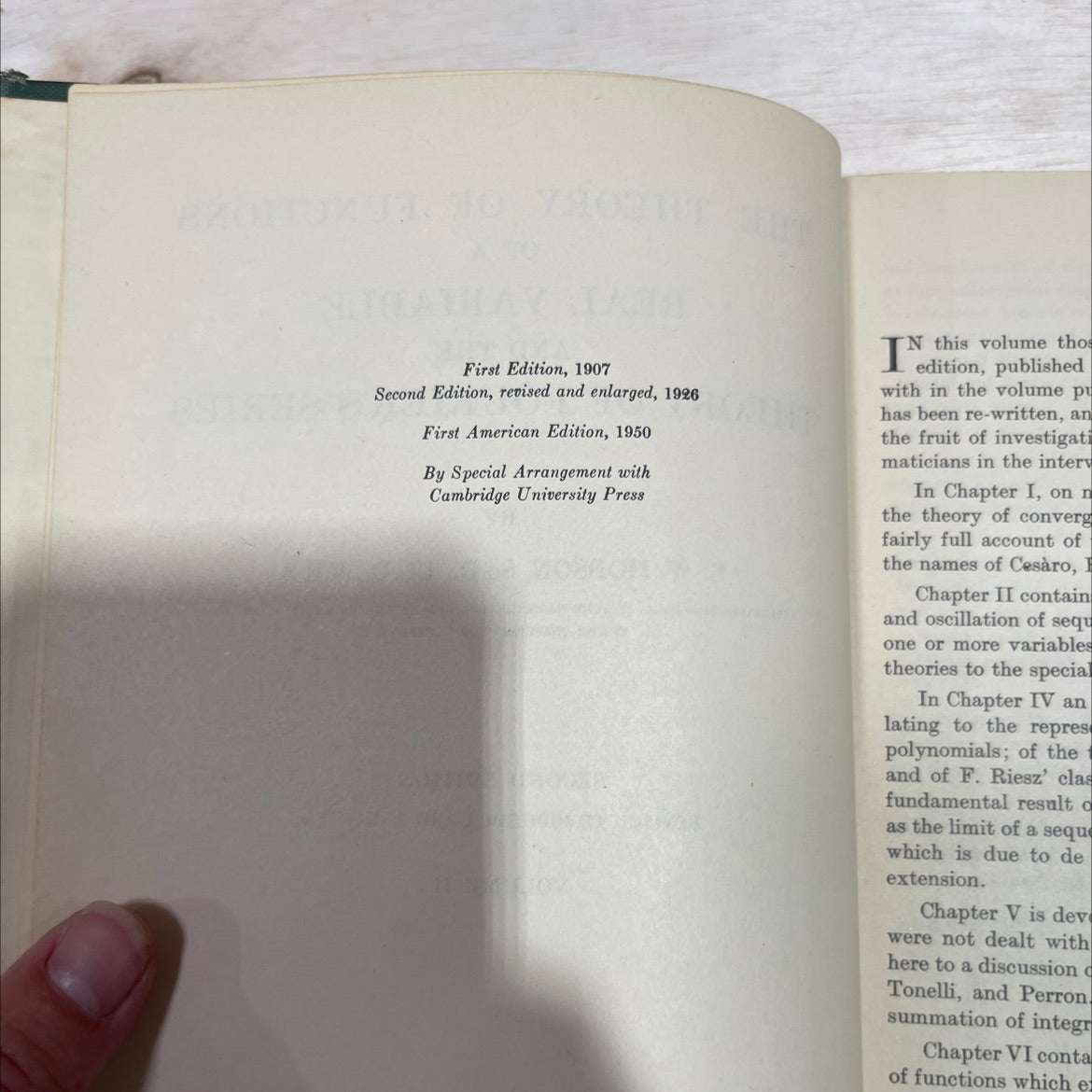 the theory of functions of a real variable and the theory of fourier's series book, by e. w. hobson, 1950 Hardcover image 3