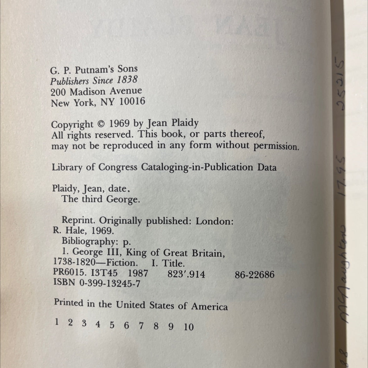 the third george book, by jean plaidy, 1987 Hardcover image 3