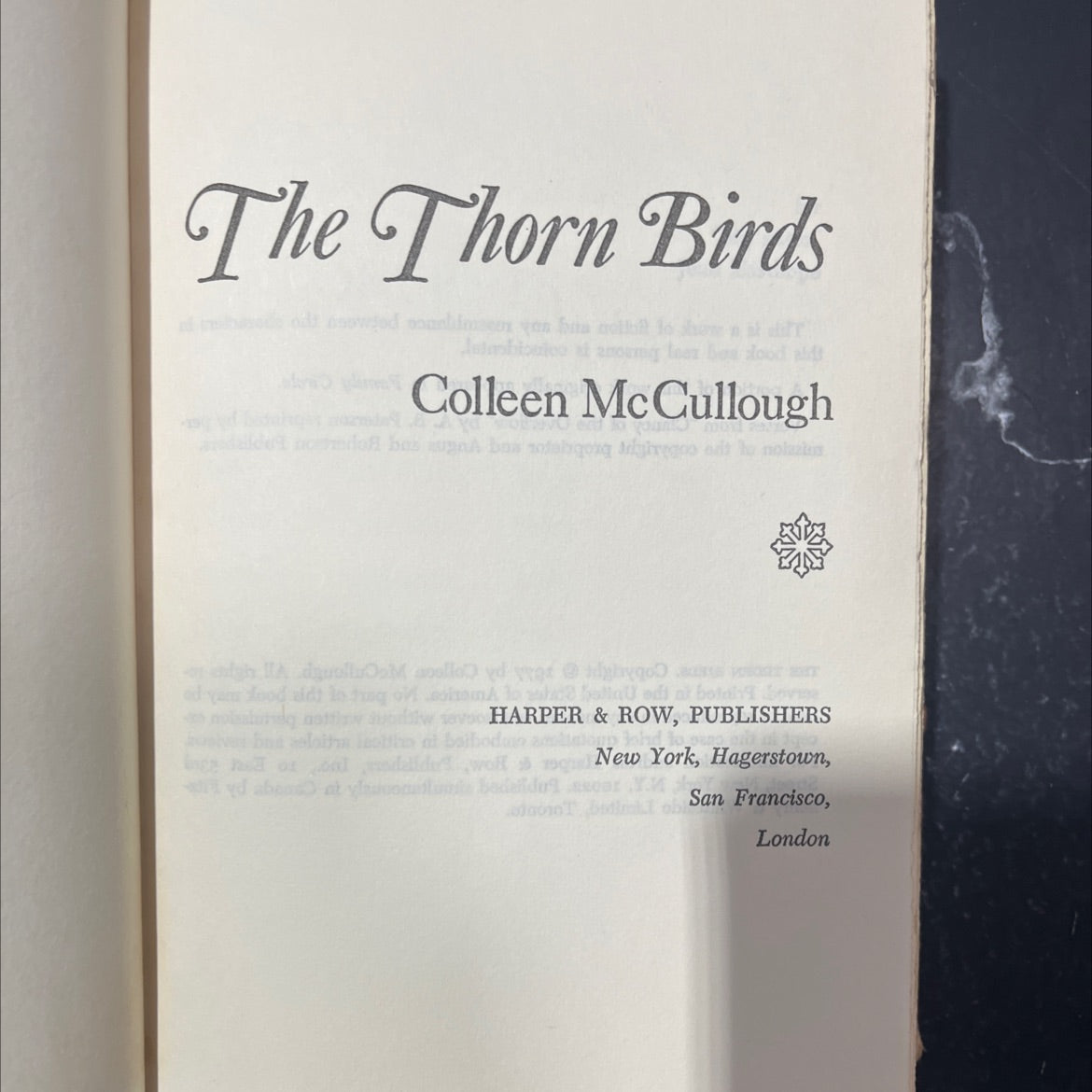 the thorn birds book, by Colleen McCullough, 1977 Hardcover image 2
