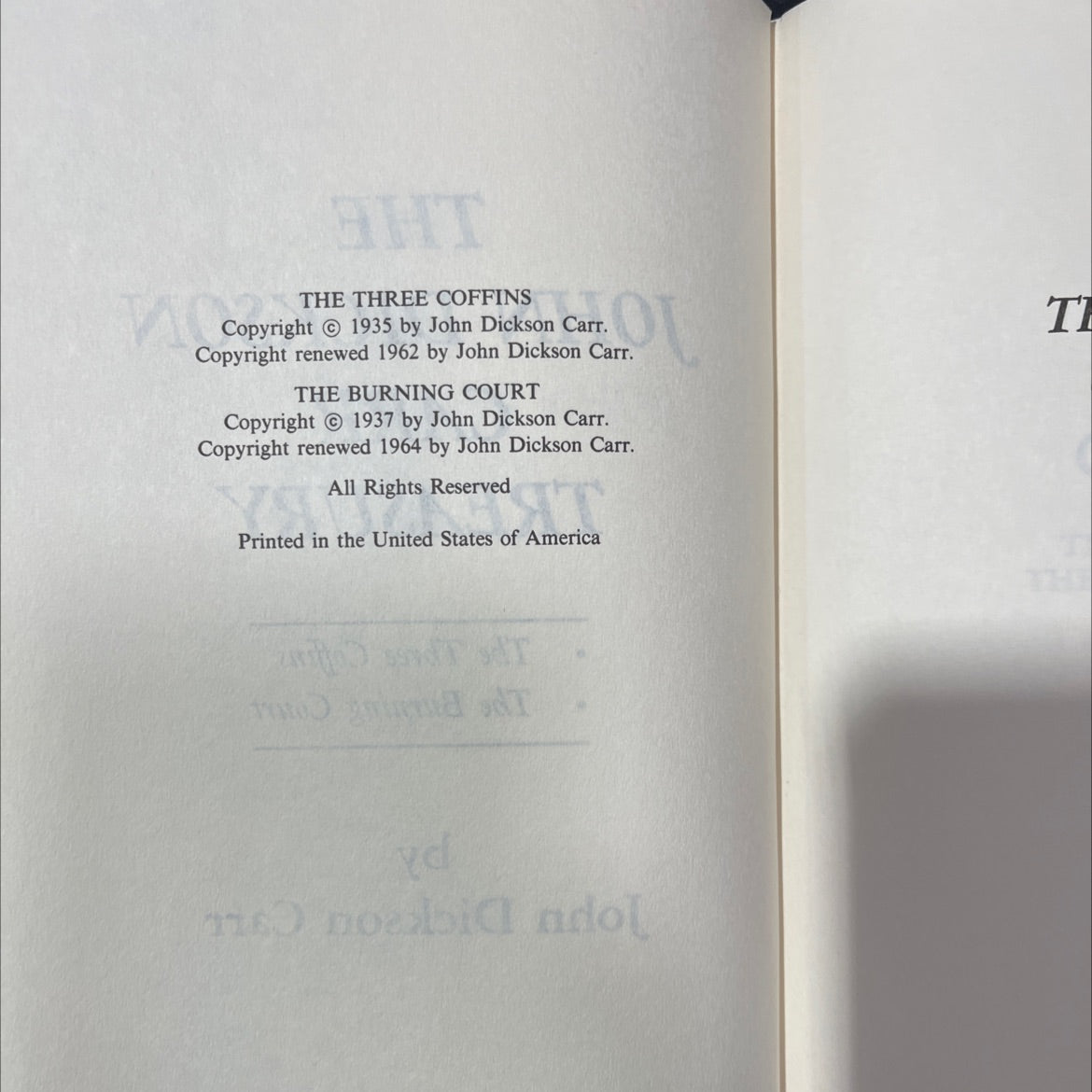 the three coffins book, by John Dickson Carr, 1962 Hardcover, Vintage image 3