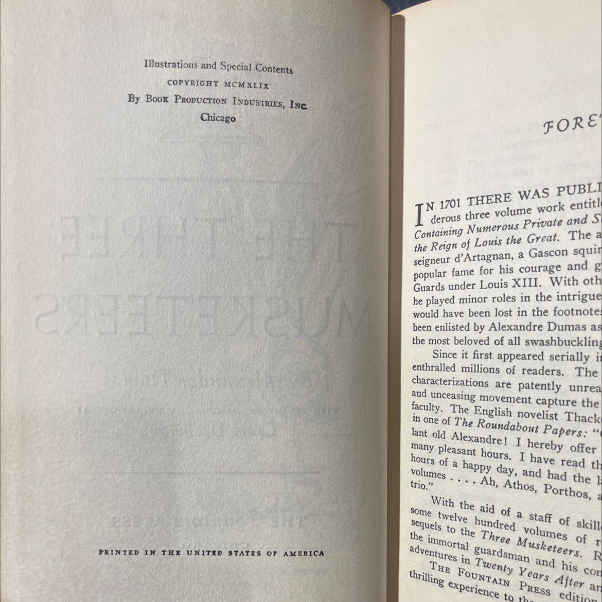 the three musketeers book, by alexander dumas, 1949 Hardcover image 3