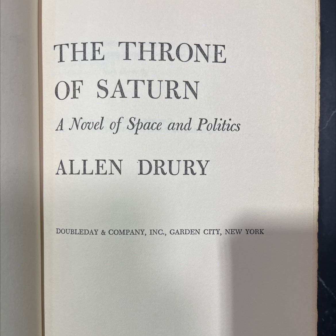 the throne of saturn book, by allen drury, 1971 Hardcover image 2