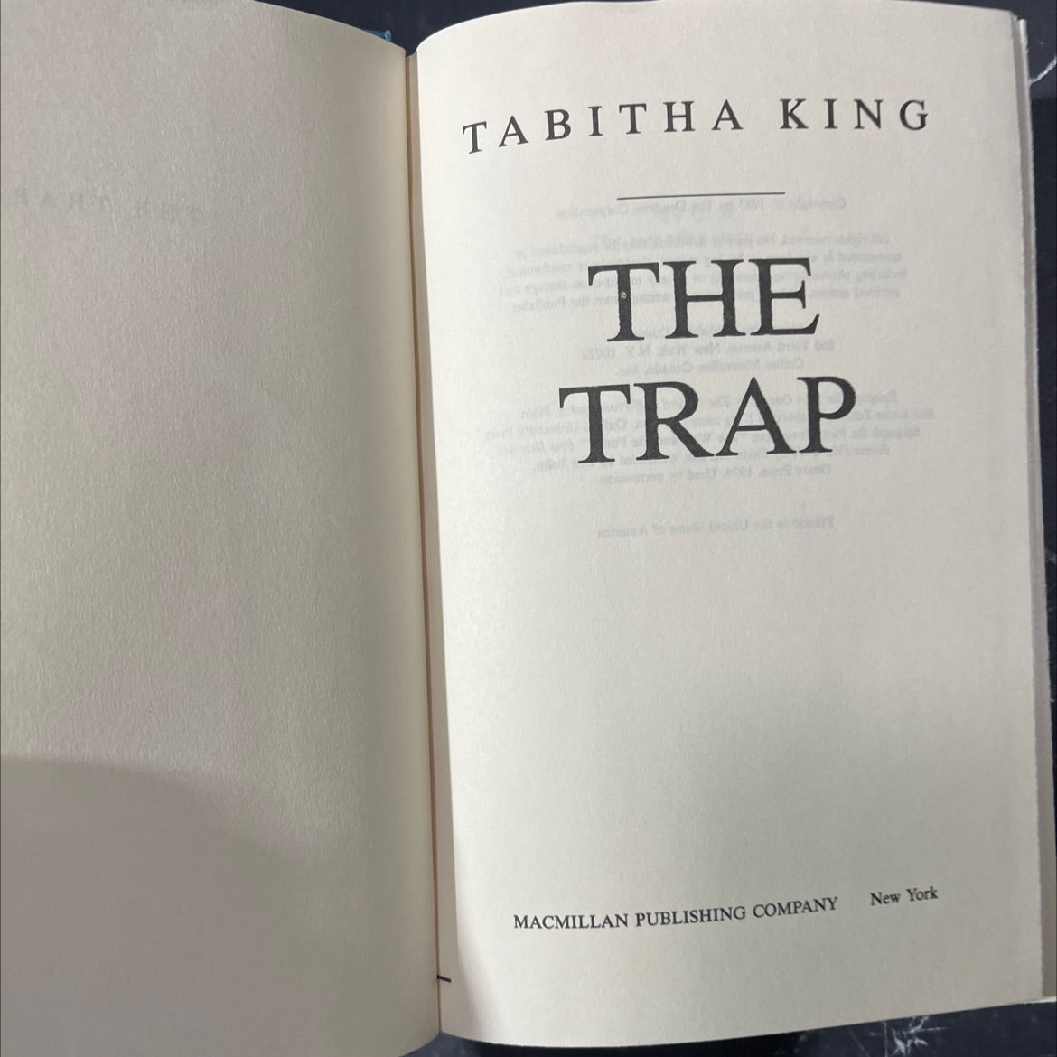 the trap book, by tabitha king, 1985 Hardcover image 2