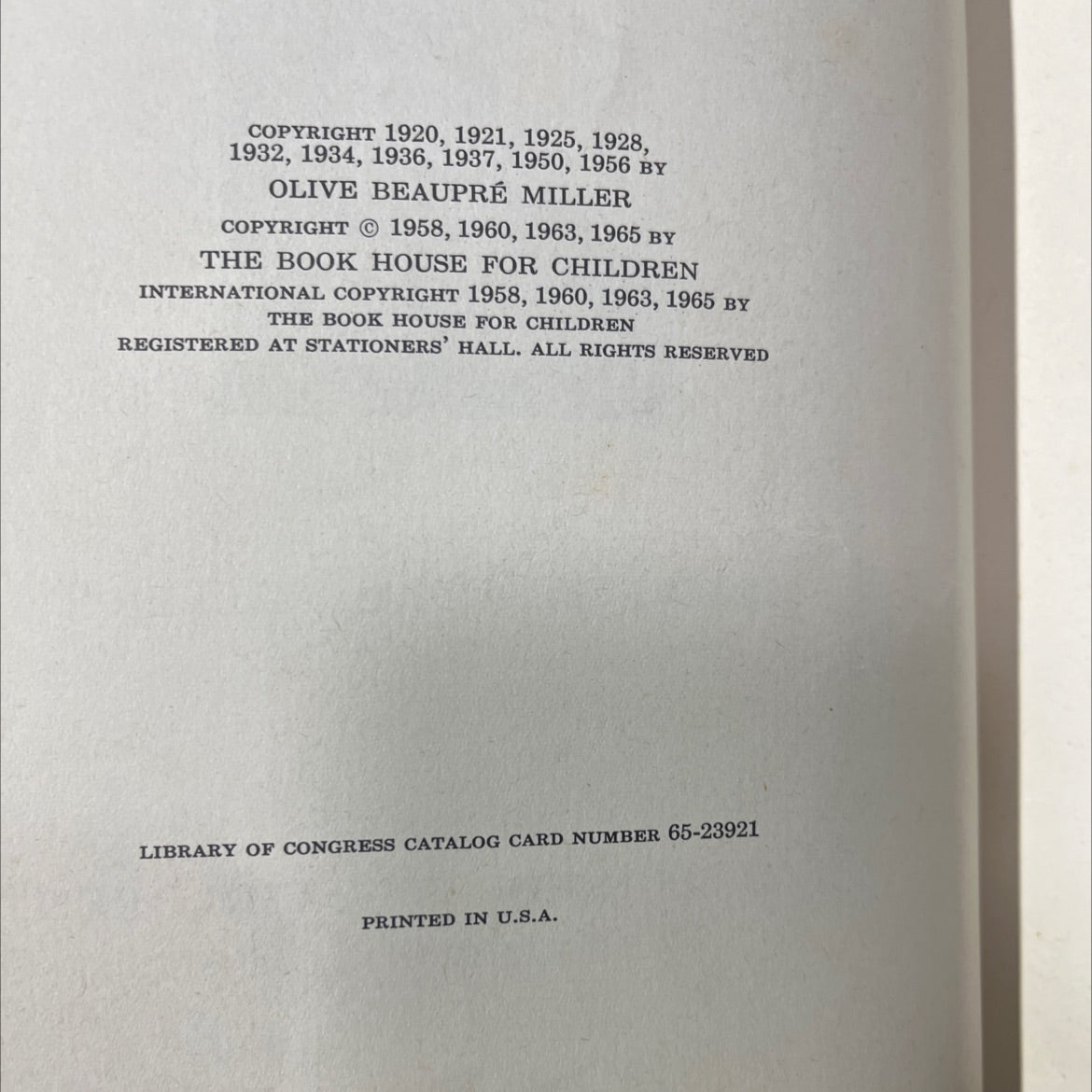 the treasure chest of my book house book, by olive beaupré miller, 1965 Hardcover image 3