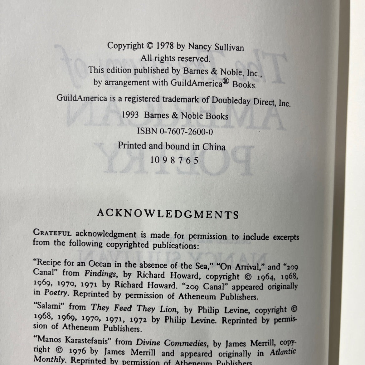 the treasury of american poetry book, by nancy sullivan, 1993 Hardcover image 3