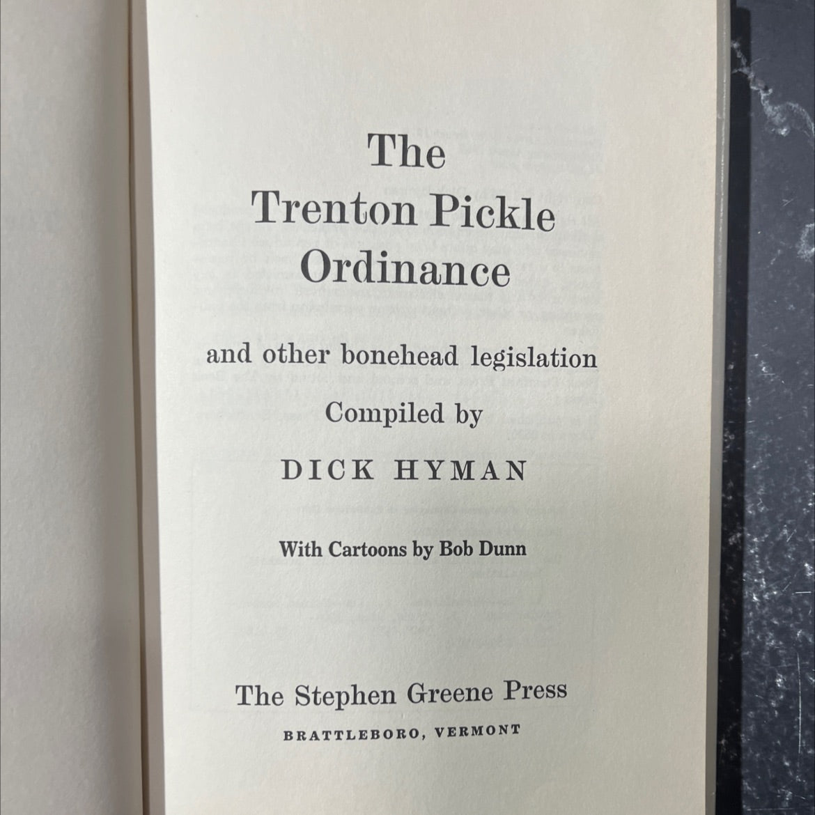 the trenton pickle ordinance and other bonehead legislation book, by dick hyman, 1980 Hardcover image 2