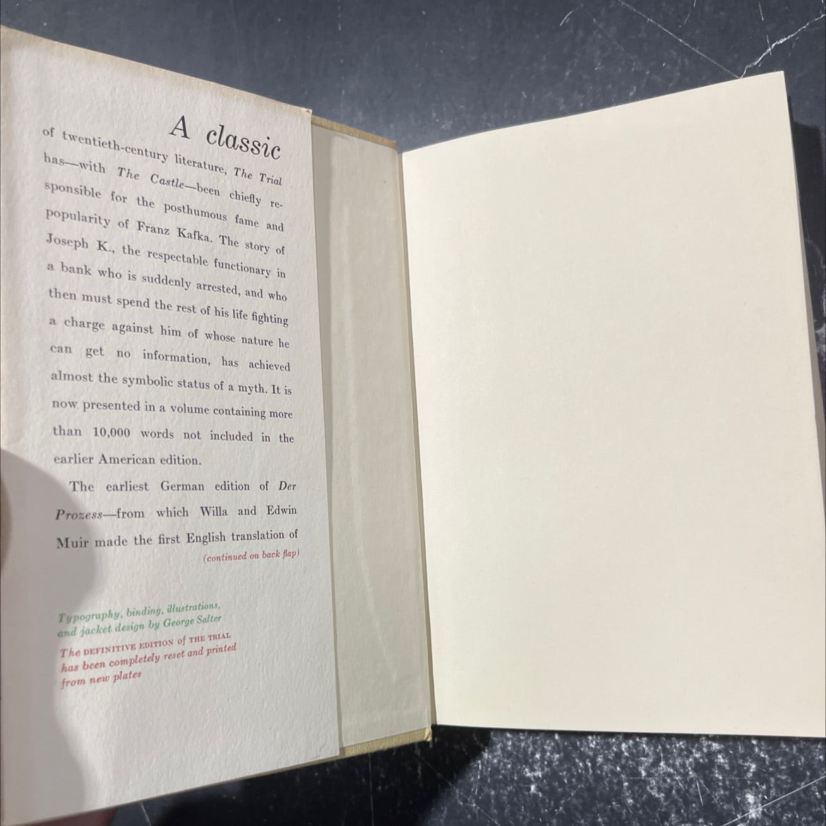 the trial book, by Franz Kafka, 1978 Hardcover image 4