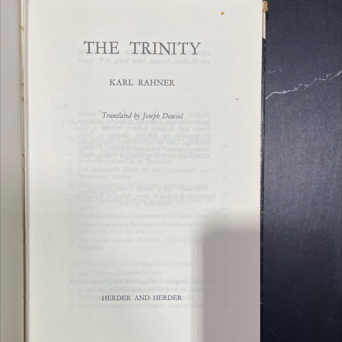 the trinity book, by karl rahner, 1970 Hardcover image 2