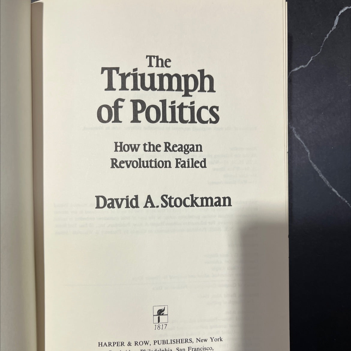 the triumph of politics book, by David A. Stockman, 1986 Hardcover image 2