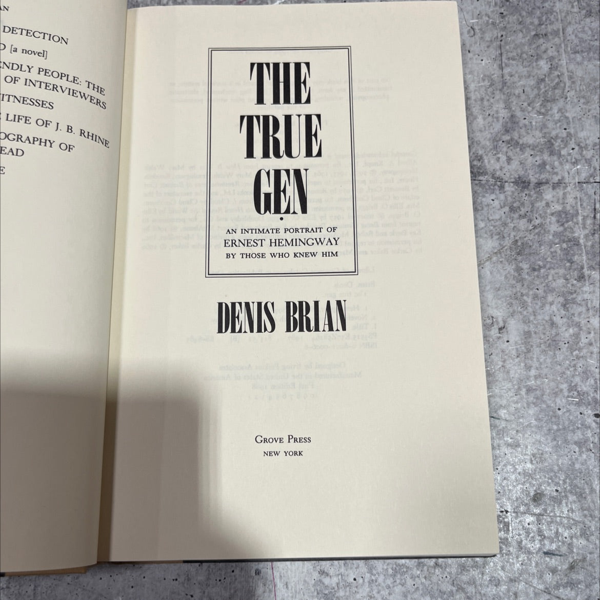 the true gen book, by Denis Brian, 1988 Hardcover image 2