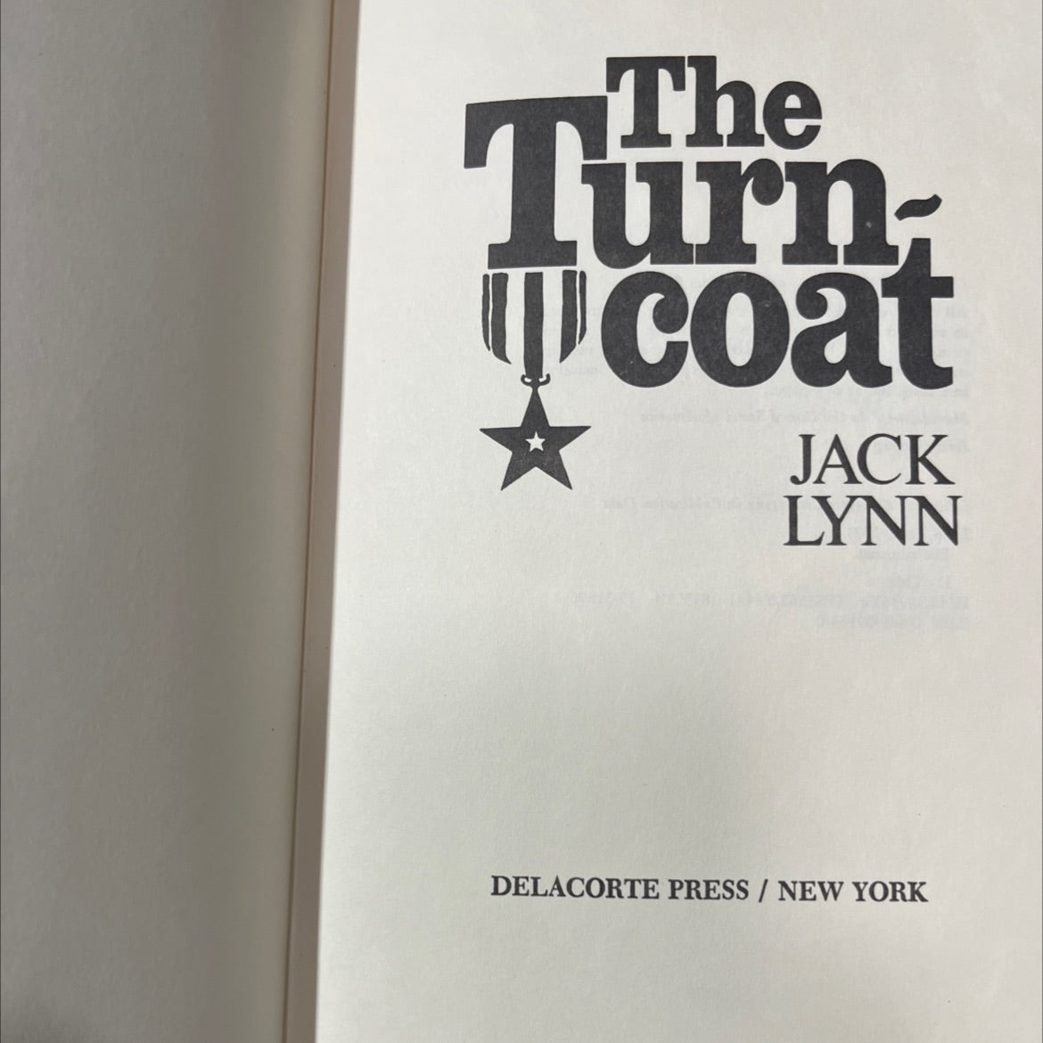the turncoat book, by Jack Lynn, 1976 Hardcover image 2