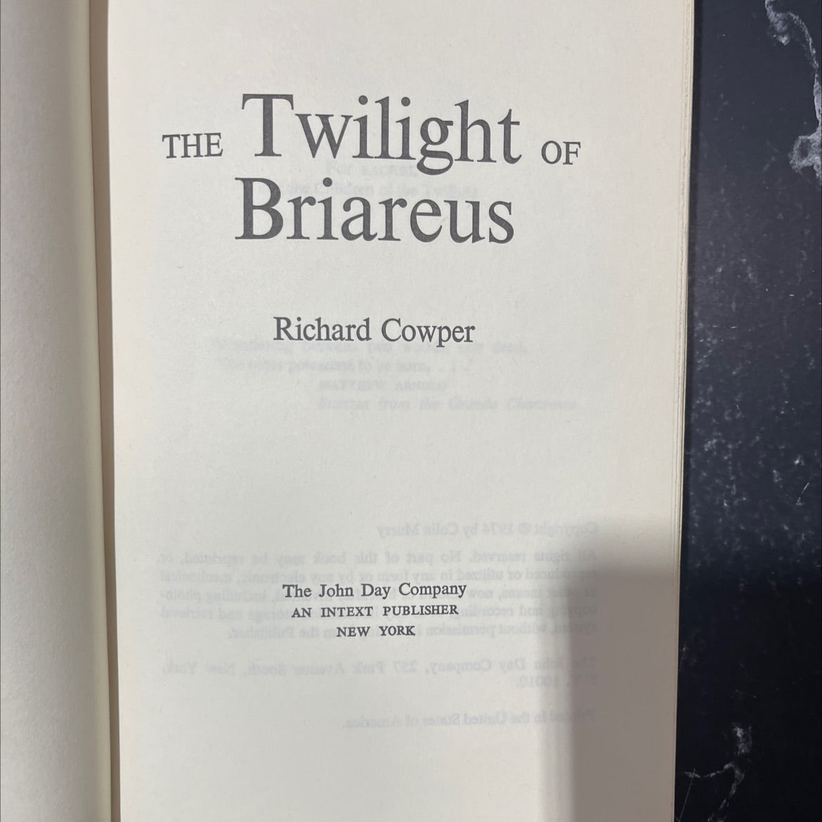 the twilight briareus book, by richard cowper, 1974 Hardcover image 2