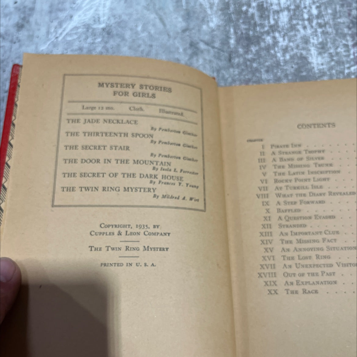 the twin ring mystery book, by mildred a. wirt, 1935 Hardcover image 3