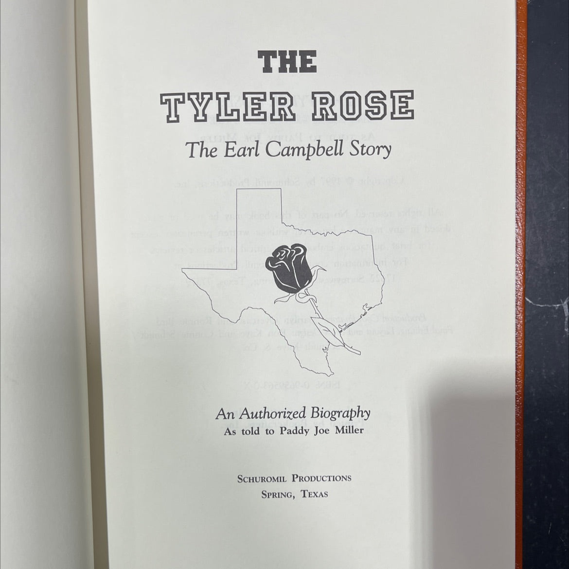 SIGNED the tyler rose: the earl campbell story book, by paddy joe miller, 1997 Leather image 2