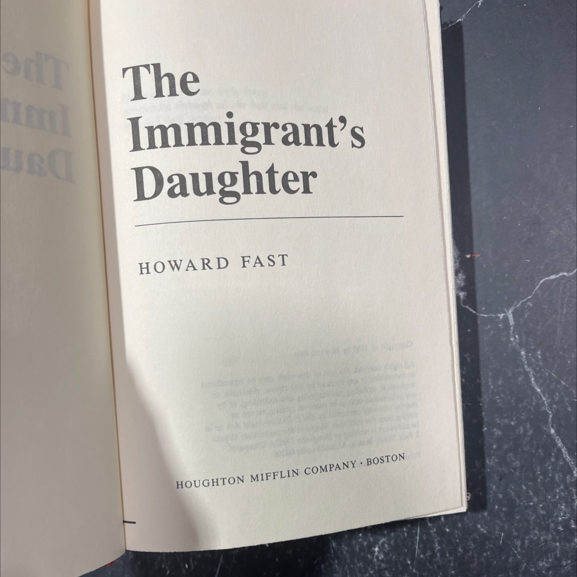 the ubc immigrant's daughter book, by howard fast, 1985 Hardcover image 2