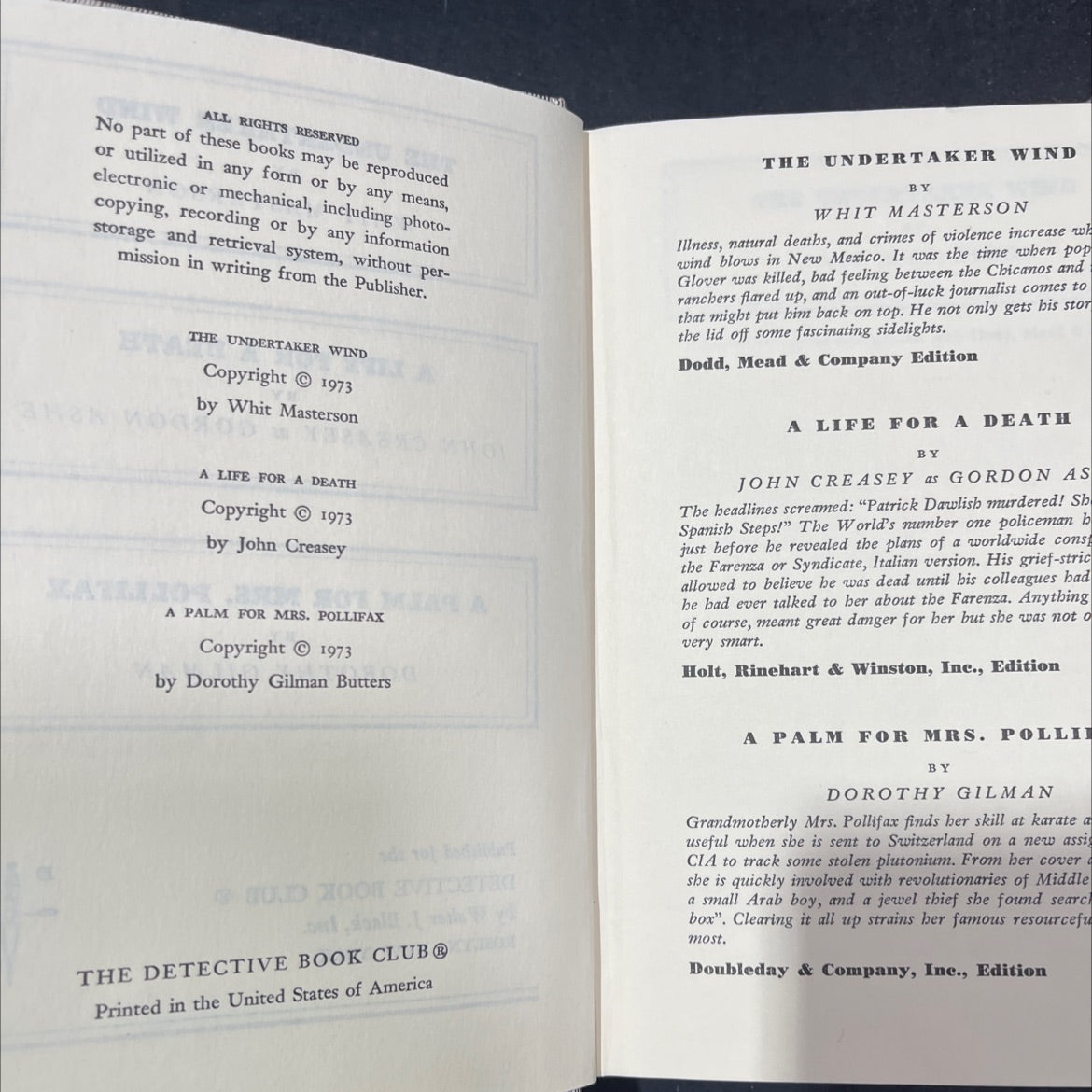 the undertaker wind book, by whit masterson, 1973 Hardcover image 3
