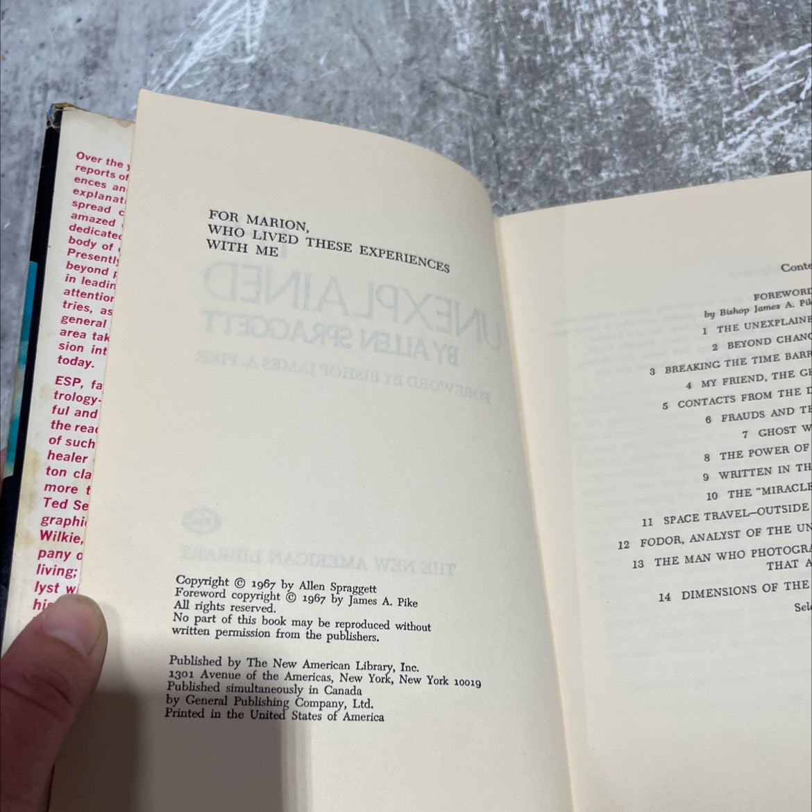 the unexplained book, by allen spraggett, 1967 Hardcover image 3