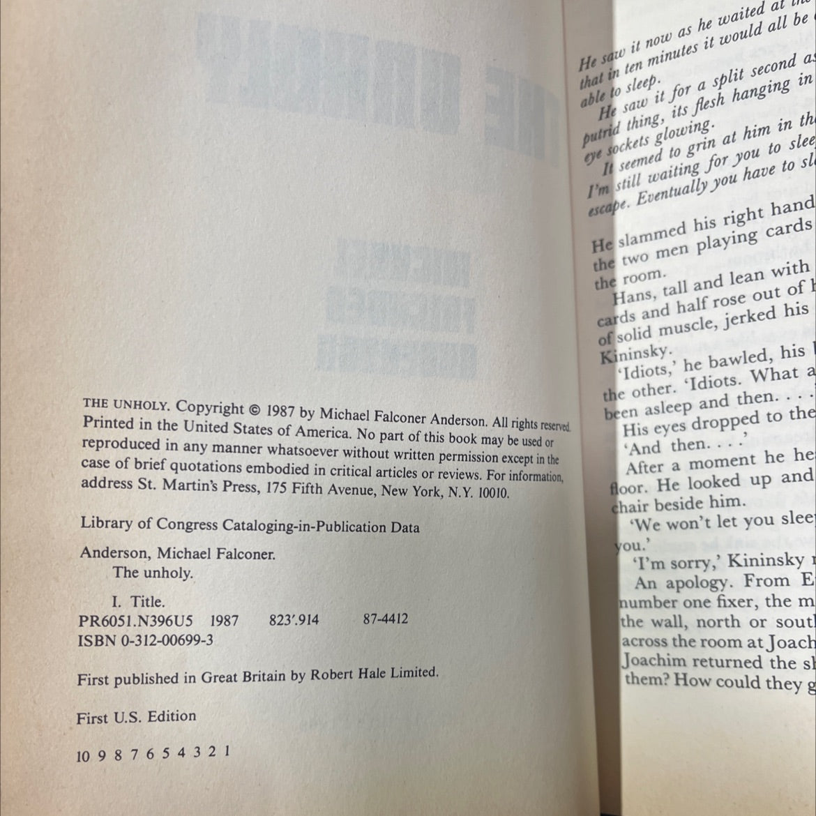 the unholy book, by Michael Falconer Anderson, 1987 Hardcover image 3