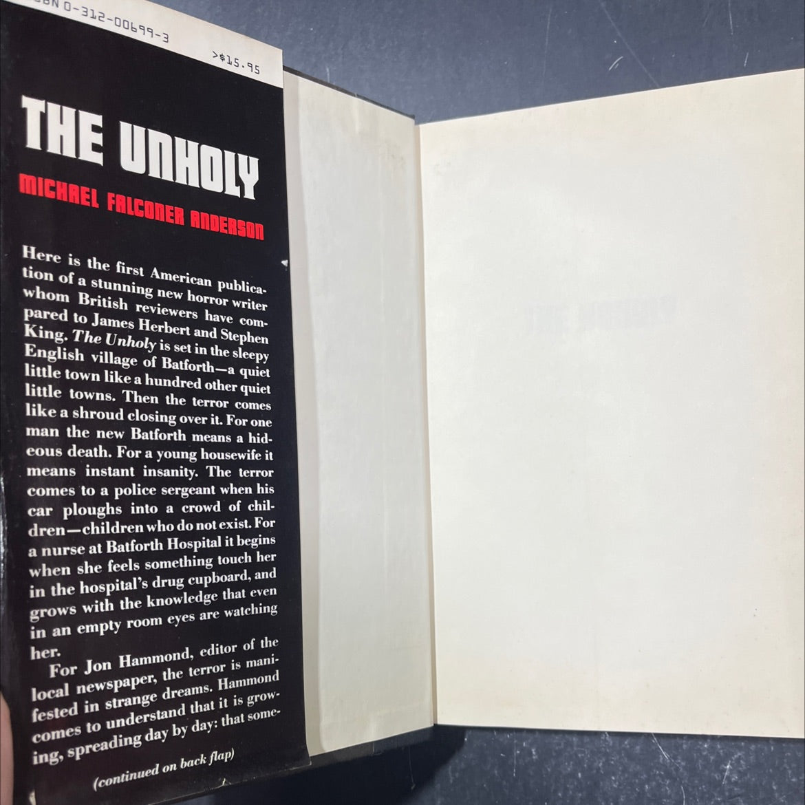 the unholy book, by Michael Falconer Anderson, 1987 Hardcover image 4