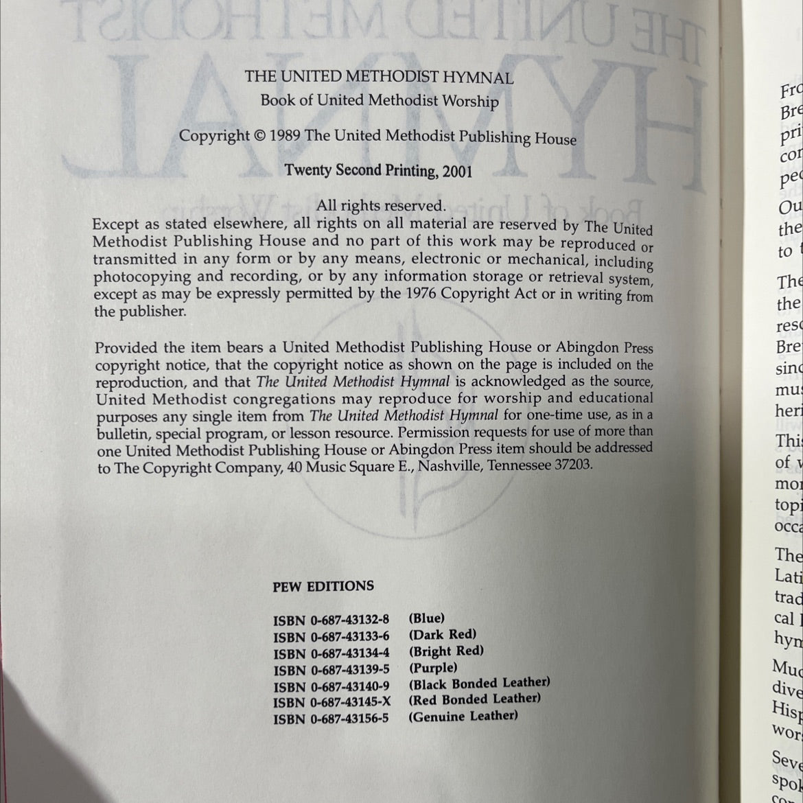 the united methodist hymnal book, by unknown, 2001 Hardcover image 3