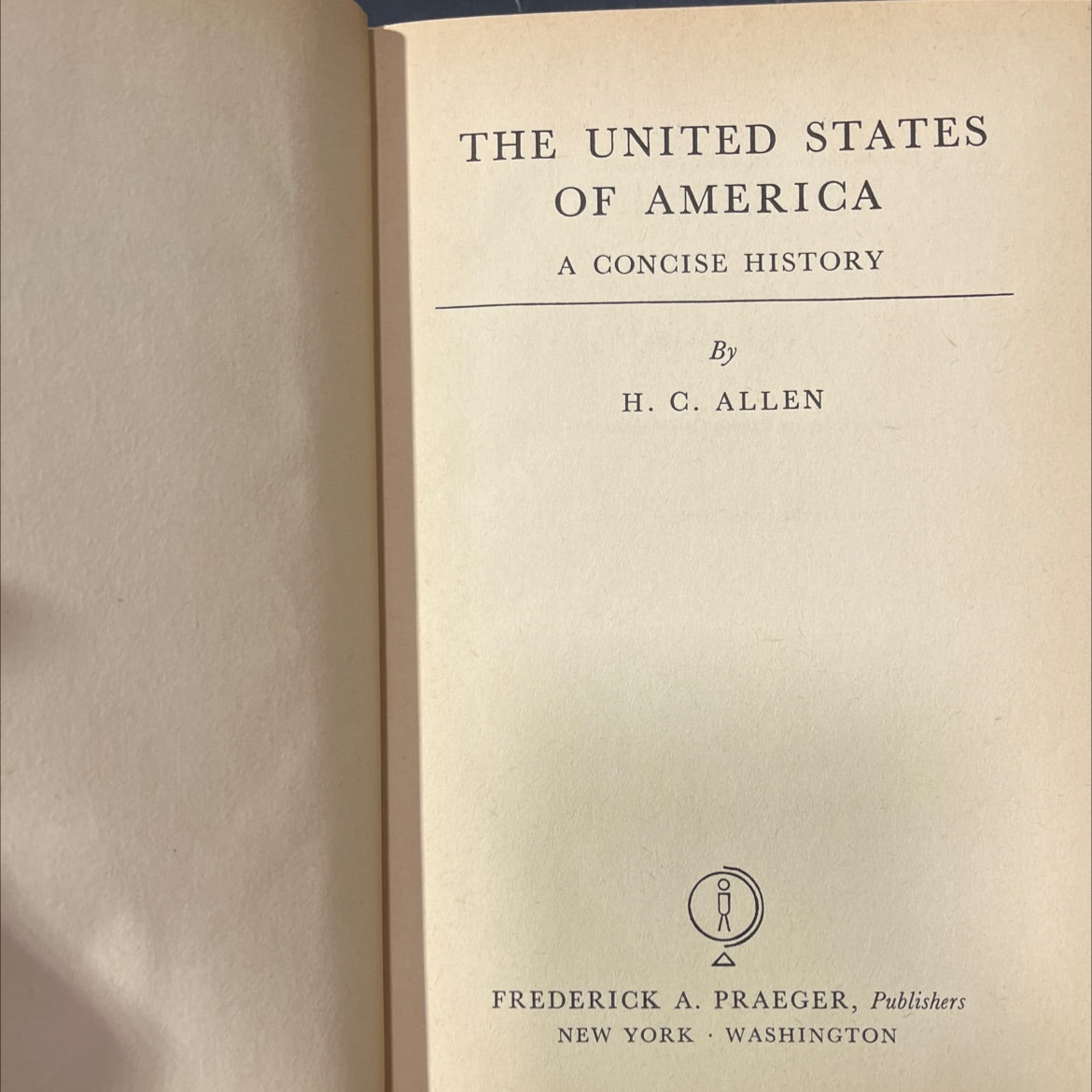 the united states of america a concise history book, by h. c. allen, 1965 Hardcover image 2