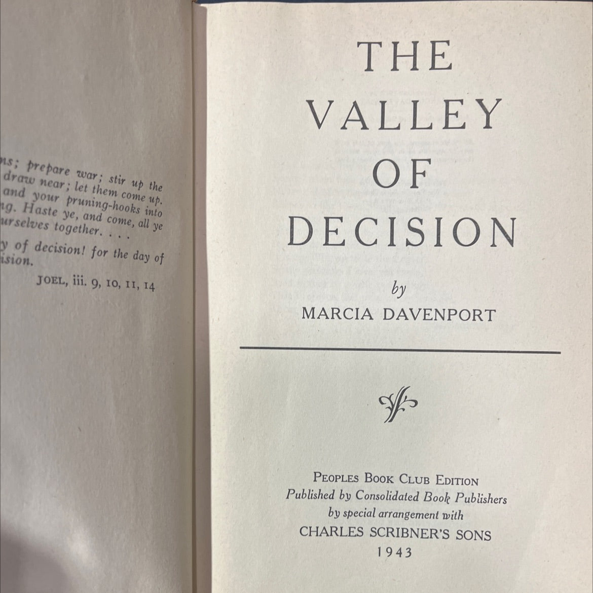 the valley of decision book, by marcia davenport, 1943 Hardcover image 2