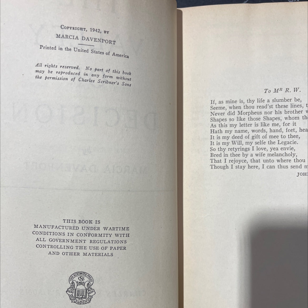 the valley of decision book, by marcia davenport, 1944 Hardcover image 3