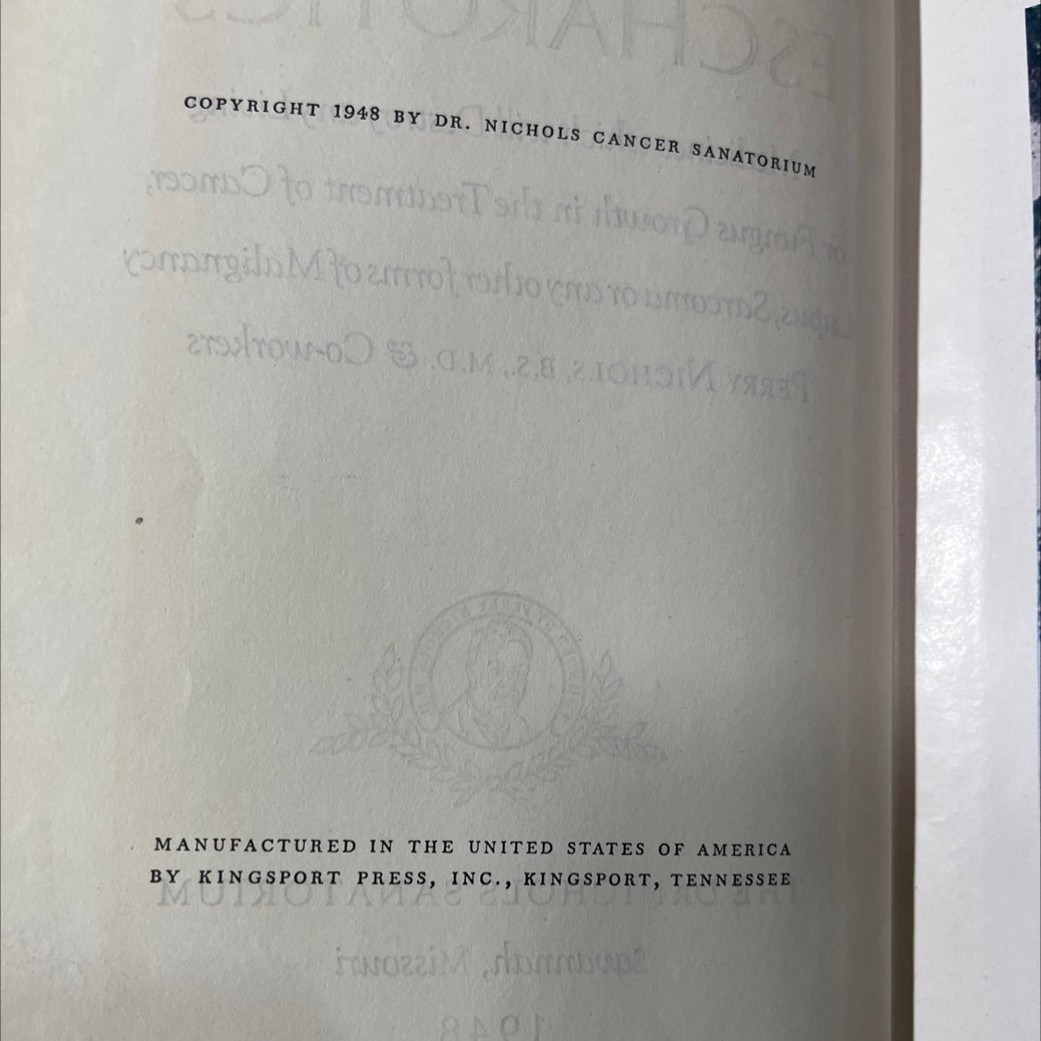 the value of escharotics book, by perry nichols, 1948 Hardcover image 3